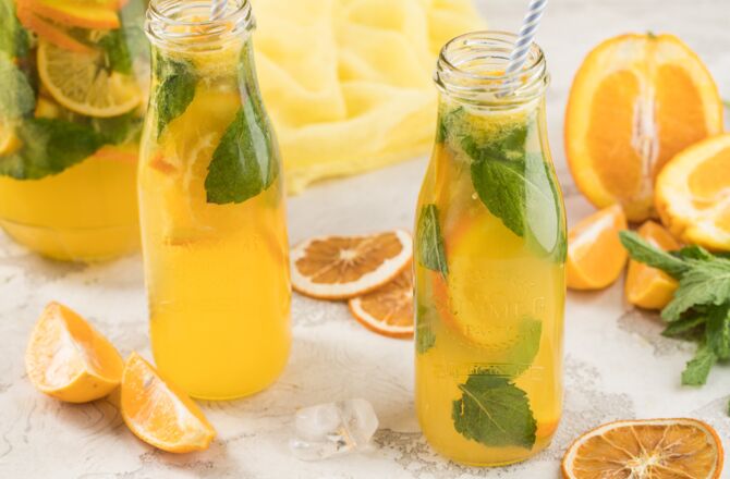 Домашний цитрусовый лимонад с мятой