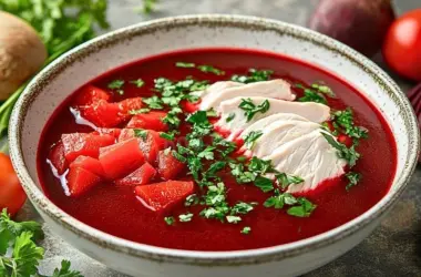 Горячий свекольник с курицей